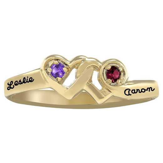 Ladies' Double Heart Birthstone Promise Ring: Promises of Love